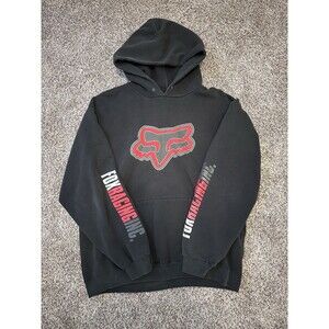 Vintage 1990s/2000s Fox Racing Spellout Black Hoodie Men’s Size Medium